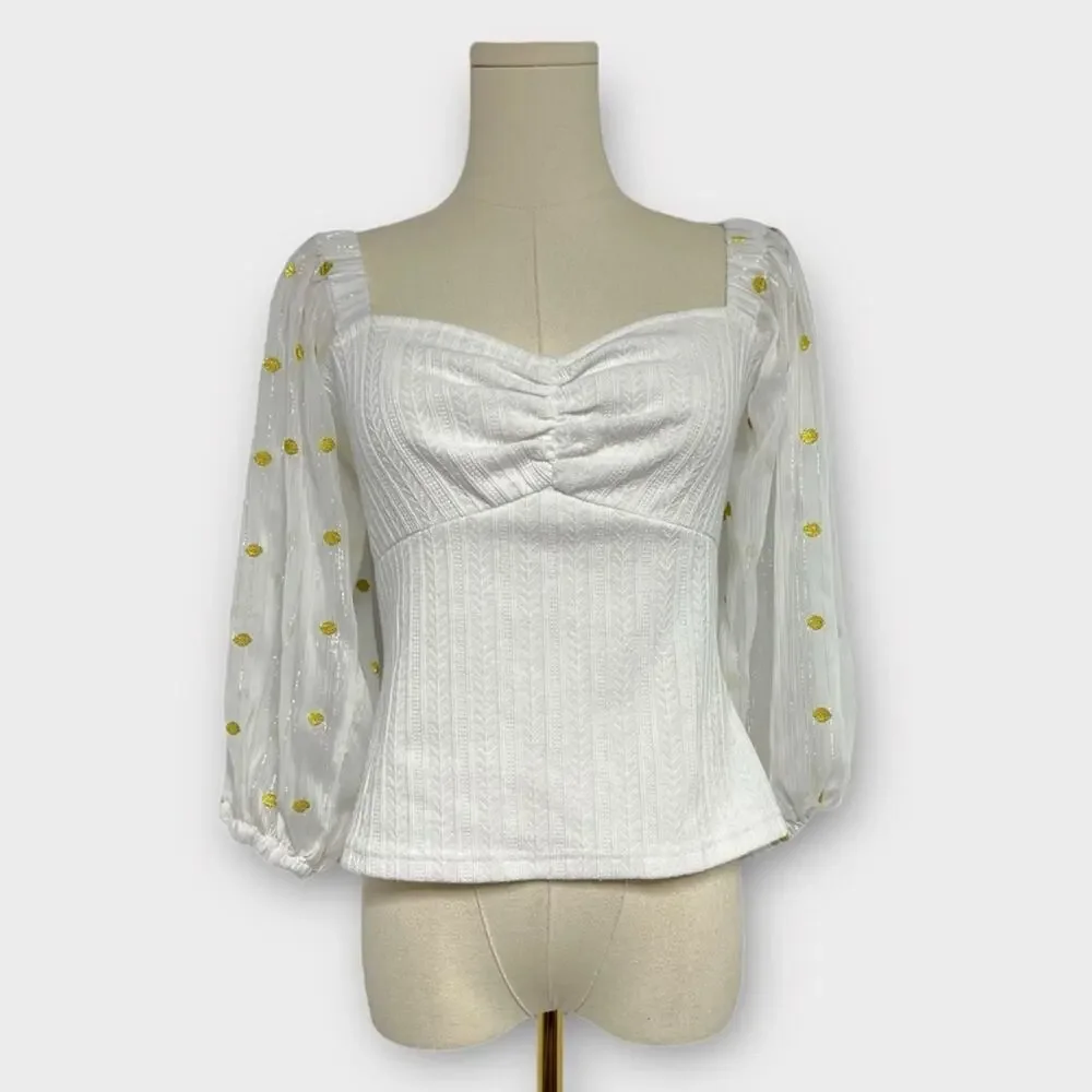 Anthropologie Hutch Mixed Media Metallic Top Size Medium
